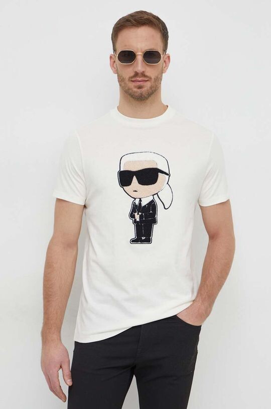 

Хлопковая футболка Karl Lagerfeld, бежевый