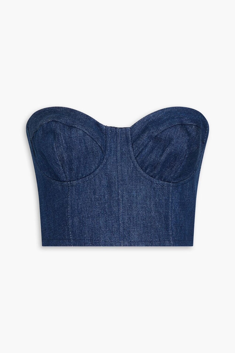 

Укороченный джинсовый топ-бюстье Corset E.L.V. Denim X The Outnet, темный деним