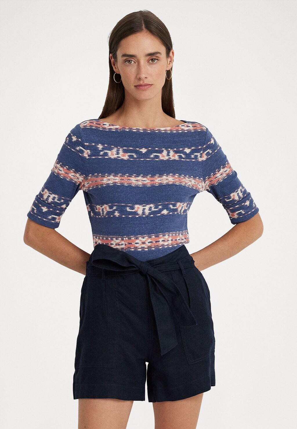 

Футболка с принтом Lauren Ralph Lauren JUDY MID SLEEVE, синий/розовый/кремовый