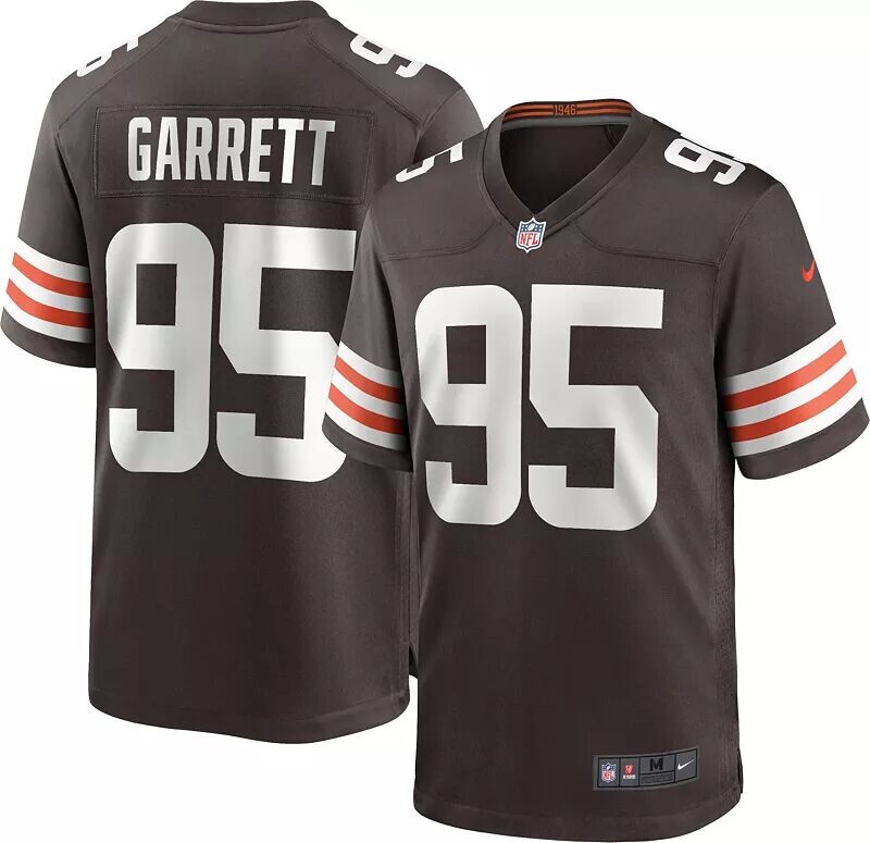 

Мужское джерси Nike Cleveland Browns Myles Garrett #95 коричневое игровое