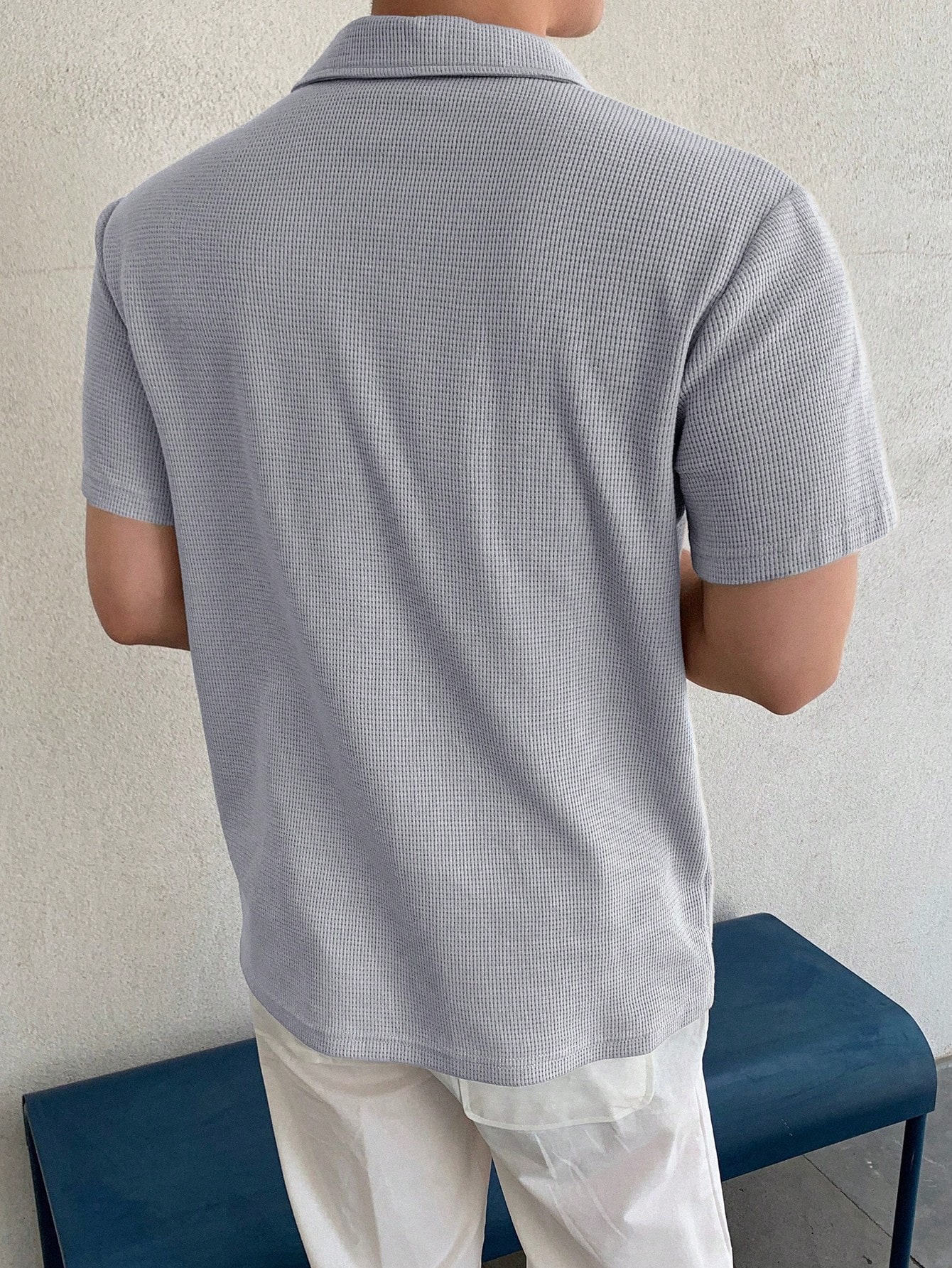 DAZY Мужская однотонная рубашка поло с коротким рукавом на лето, светло-серый