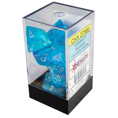 

Игровые кубики Poly 7 Set: Luminary Sky W/Silver Chessex Dice