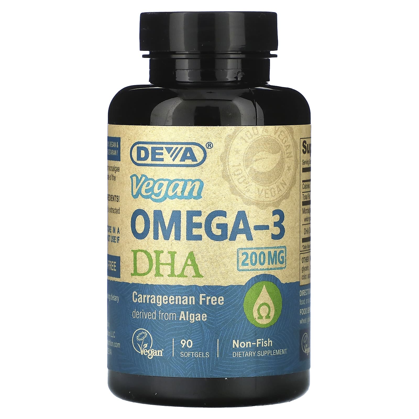 Deva Омега-3 ДГК Веганский продукт 90 веганских гелевых капсул deva веганский пробиотик премиального качества с пребиотиком фос 90 веганских капсул