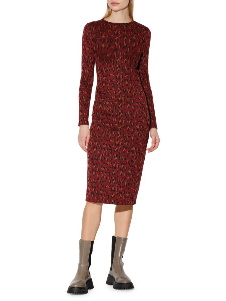 облегающее платье миди tenley walter baker black Облегающее платье миди Shaina Walter Baker, цвет Leopard Red
