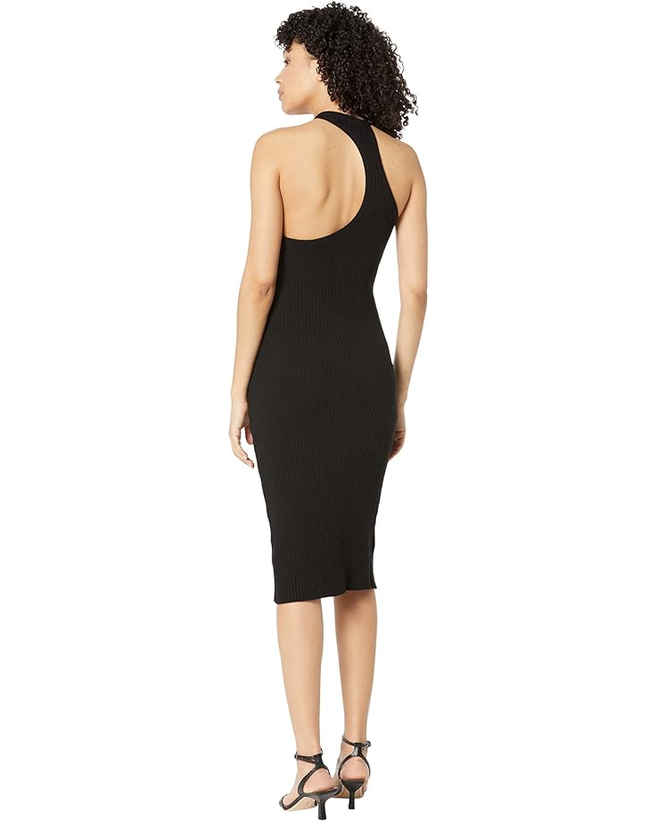 Платье line and dot Lori Asymmetrical Ribbed Midi Dress, черный
