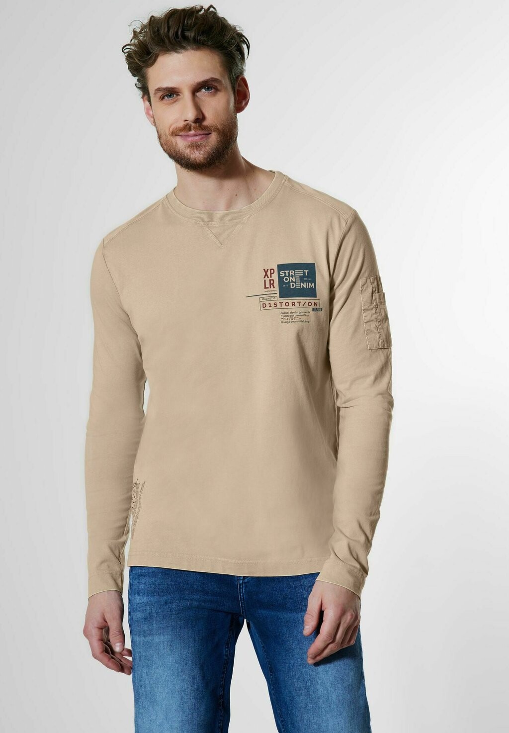 

Рубашка с длинными рукавами IN WASHED-OPTIK Street One MEN, цвет beige