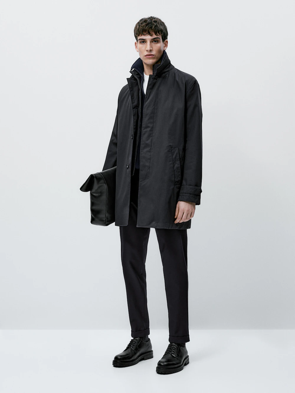 

Куртка тренч из хлопка со съемной внутренней отделкой Massimo Dutti, синий