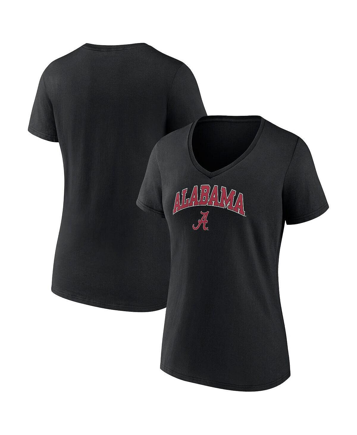

Женская черная футболка с v-образным вырезом и фирменным логотипом Alabama Crimson Tide Evergreen Campus Fanatics, черный
