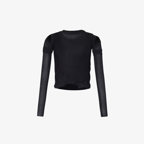 

Топ облегающего кроя из хлопкового джерси с длинными рукавами Rick Owens, черный