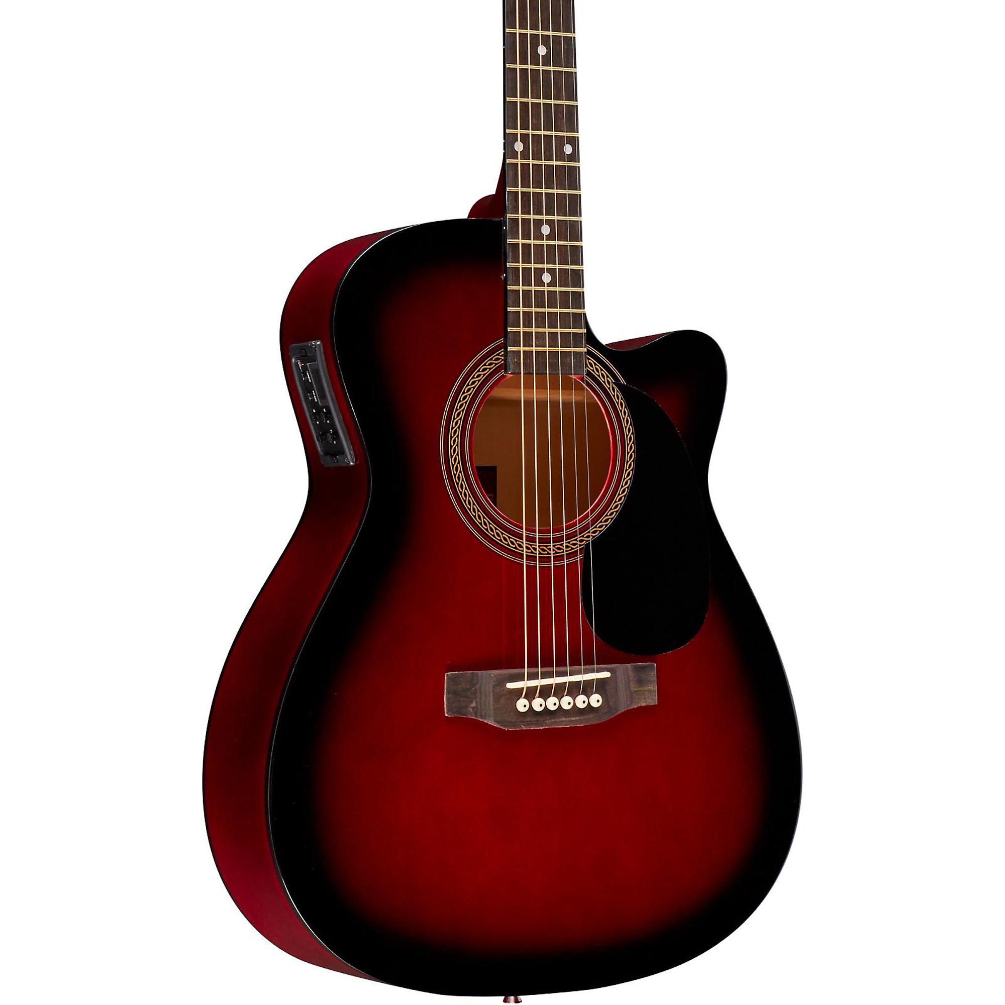 цена Акустически-электрическая гитара Rogue RA-090 Concert Cutaway, красная