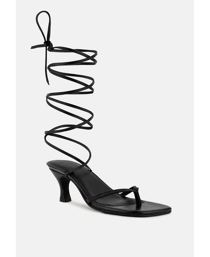 Женские босоножки DORITA на каблуке-рюмке со шнуровкой Rag & Co, черный цена и фото