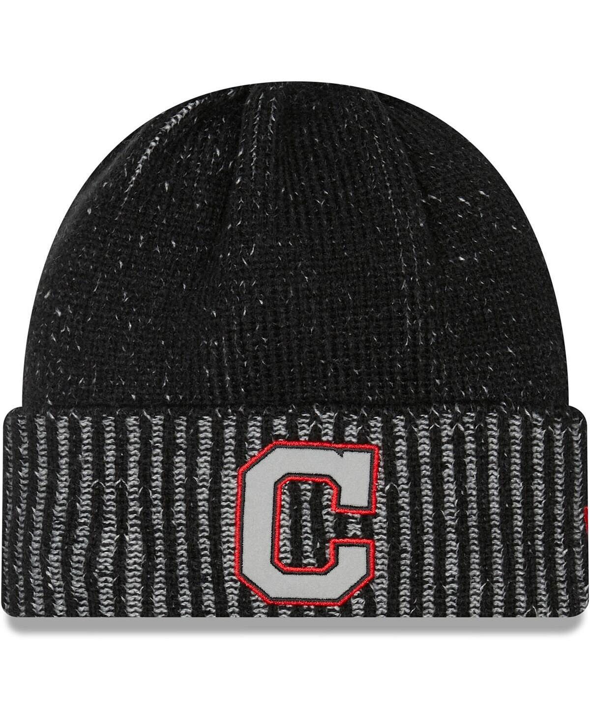 

Мужская черная вязаная шапка Cleveland Indians Pop Flect с манжетами New Era