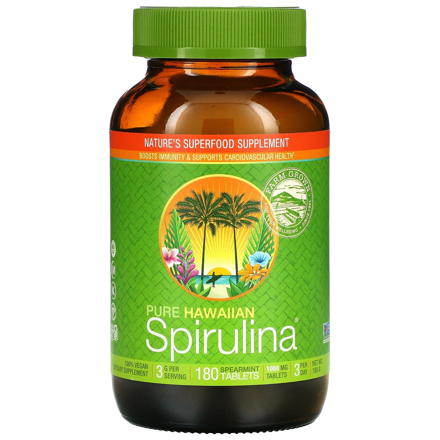 

Pure Hawaiian Spirulina, колосистая мята, 1000 мг, 180 таблеток, Nutrex Hawaii