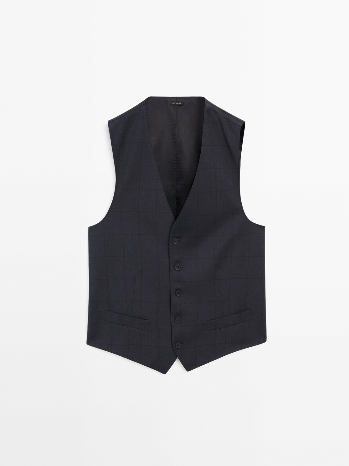 

Шерстяной костюмный жилет в клетку windowpane Massimo Dutti, синий