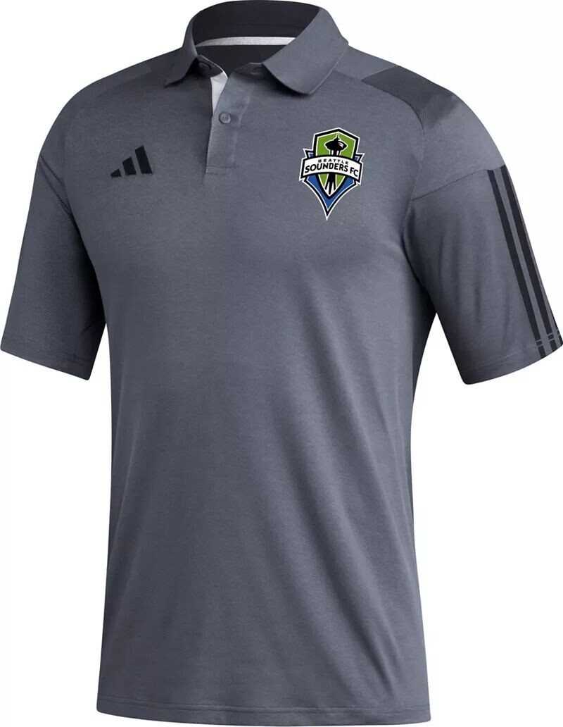 

Серая футболка-поло для путешествий Adidas Seattle Sounders '23