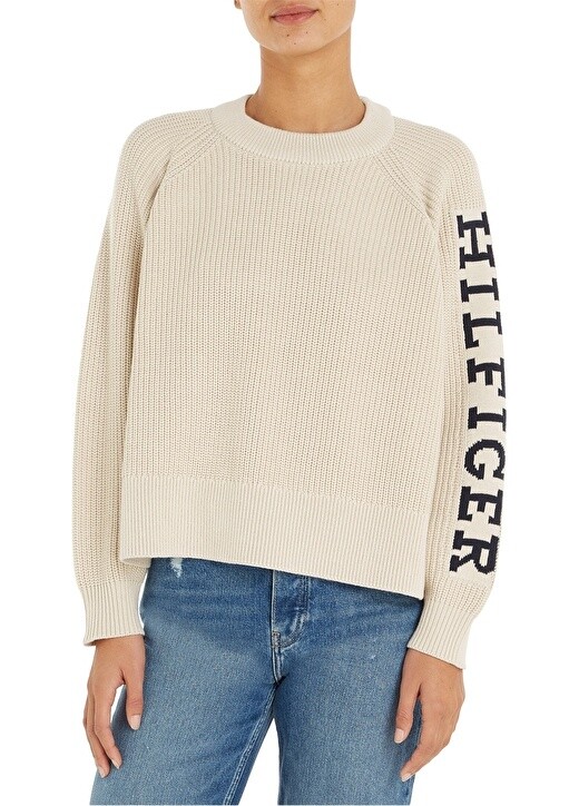 

Бежевый свитер с круглым вырезом Tommy Hilfiger