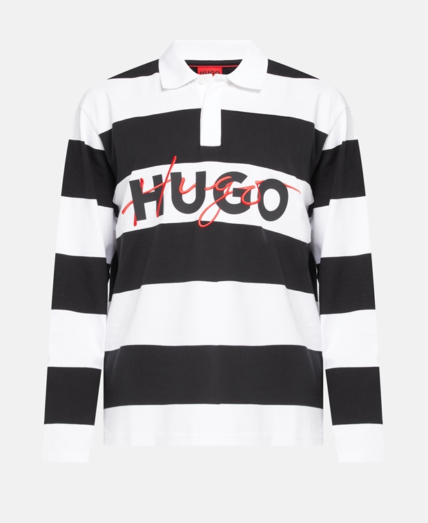 Рубашка-поло с длинными рукавами , белый Hugo