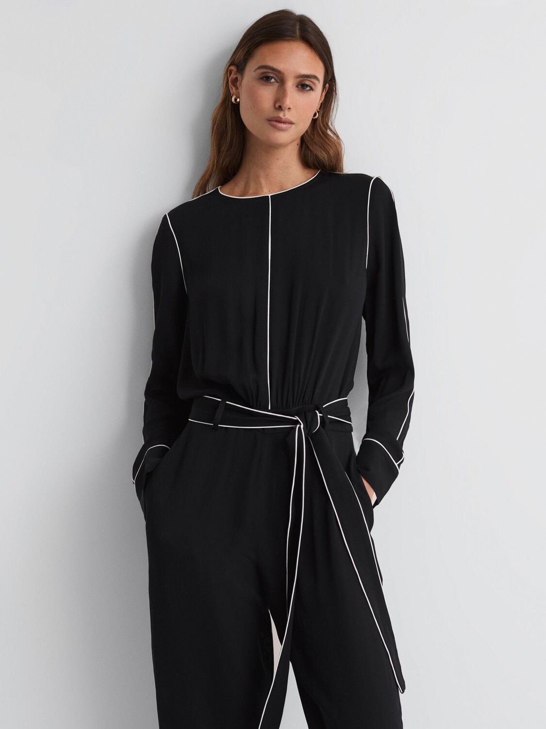 

Комбинезон Reiss Esther с окантовкой, черный/белый