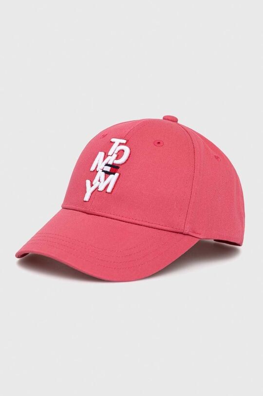 

Детская хлопковая шапка с козырьком Tommy Hilfiger, розовый