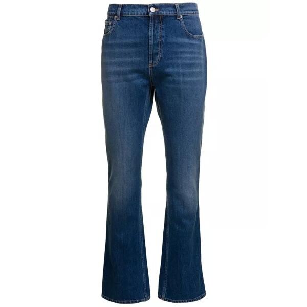 

Джинсы flared jeans with logo patch in cotton denim Alexander Mcqueen, синий