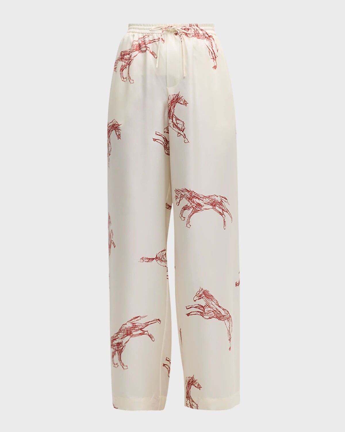 

Шелковые брюки с шариковой застежкой и шнурком Rohe, цвет Horse Print Barolo 965