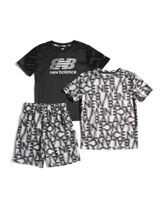 

Комплект футболок и шорт для активного отдыха Little Boys из 3 предметов New Balance, черный