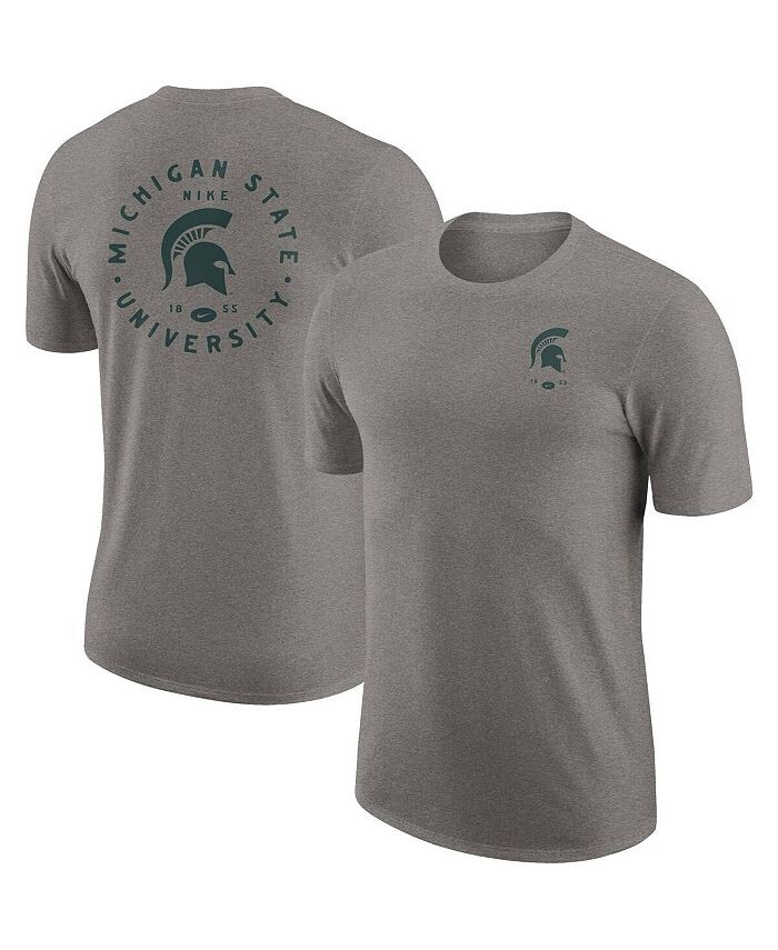 

Мужская футболка Heather Grey Michigan State Spartans Logo 2-Hit Tri-Blend Nike, серый