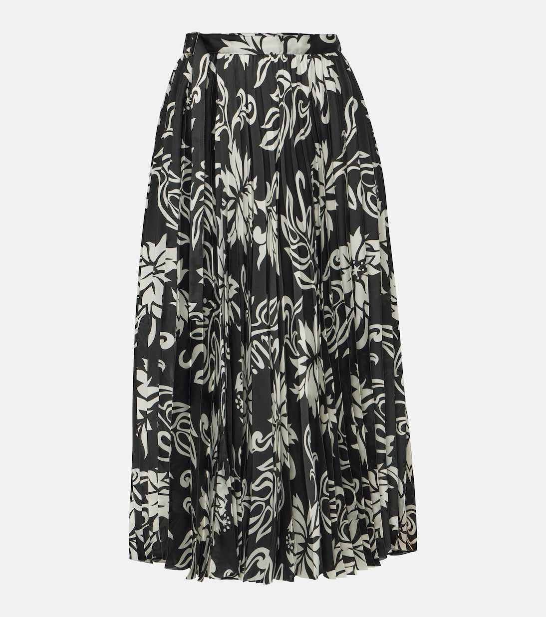 Плиссированная юбка миди с цветочным принтом Sacai, черный