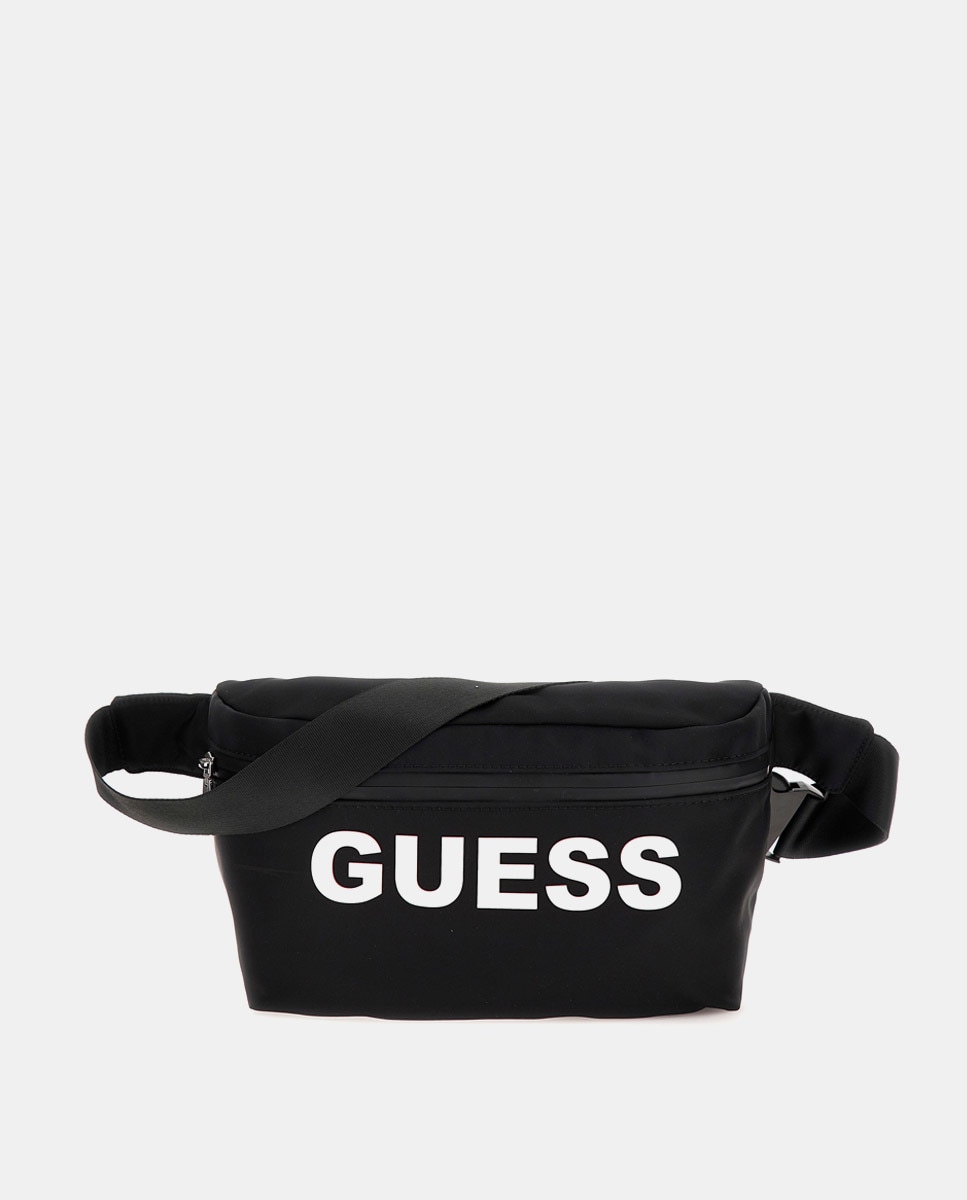 Большая поясная сумка черного цвета с застежкой-молнией Guess, черный сумка поясная спартак повседневная внутренний карман черный