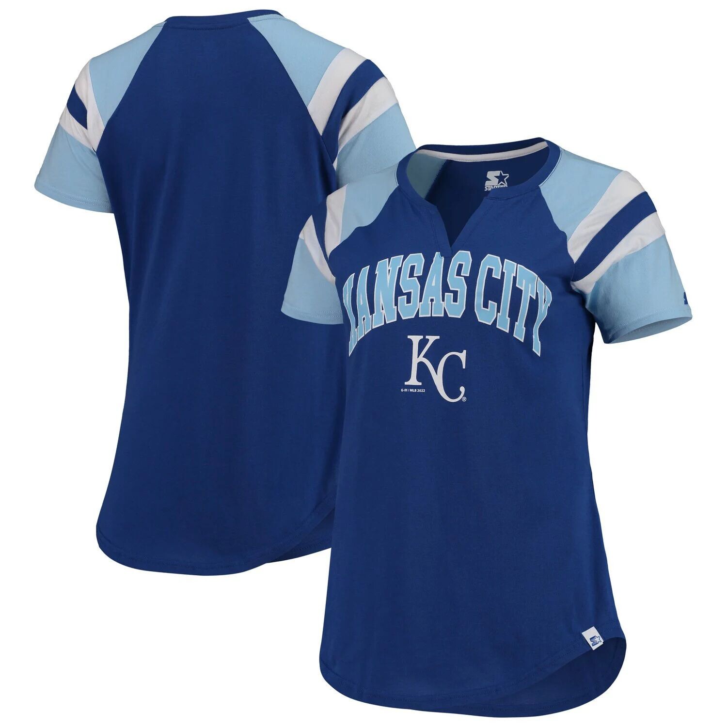 

Женская футболка Starter Royal/синяя Kansas City Royals Game с вырезом реглан Starter