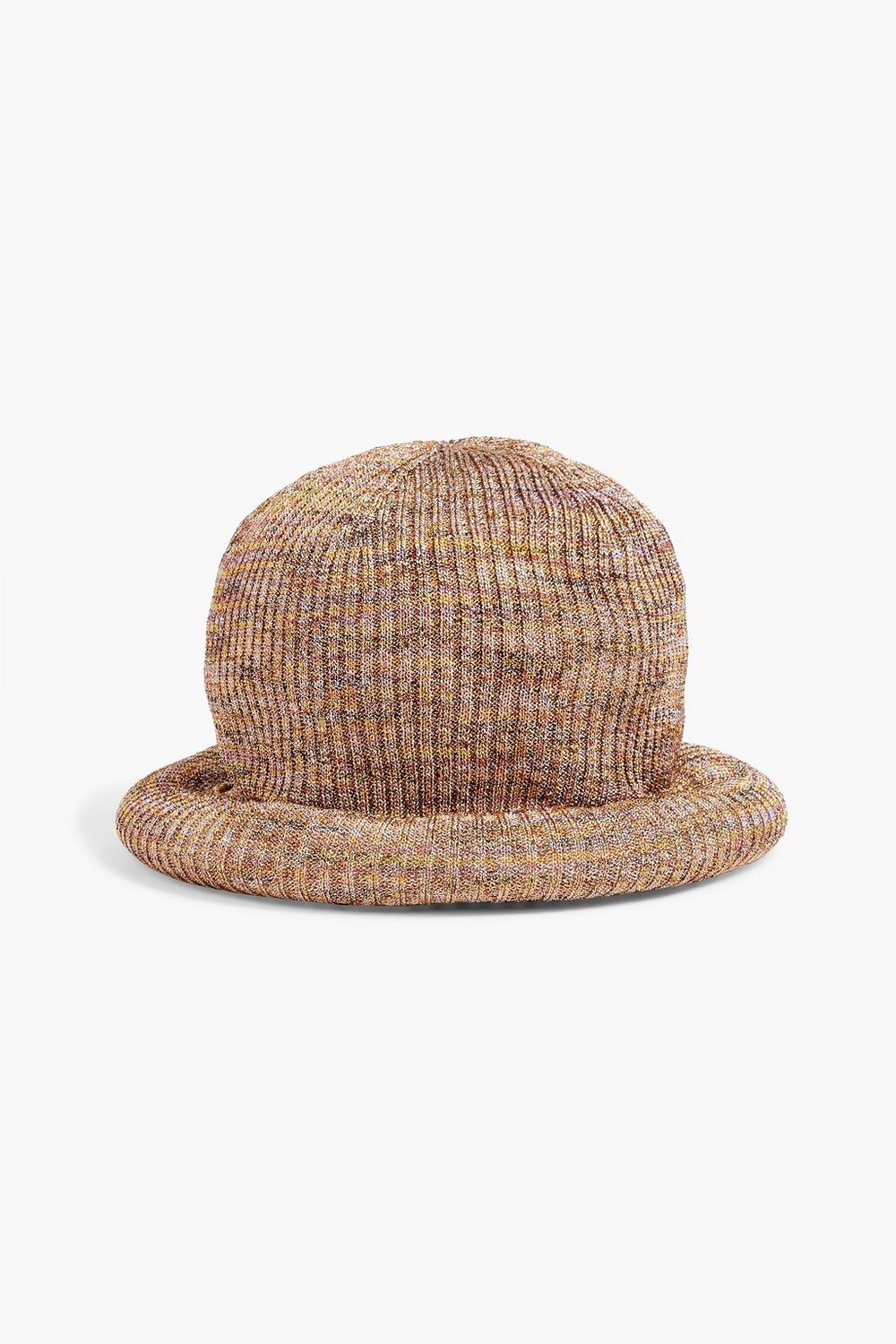 

Шапка металлизированной вязки в рубчик MISSONI, песочный