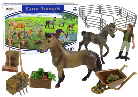 Набор фермерских фигурок для сборки коричневых лошадей Lean Toys