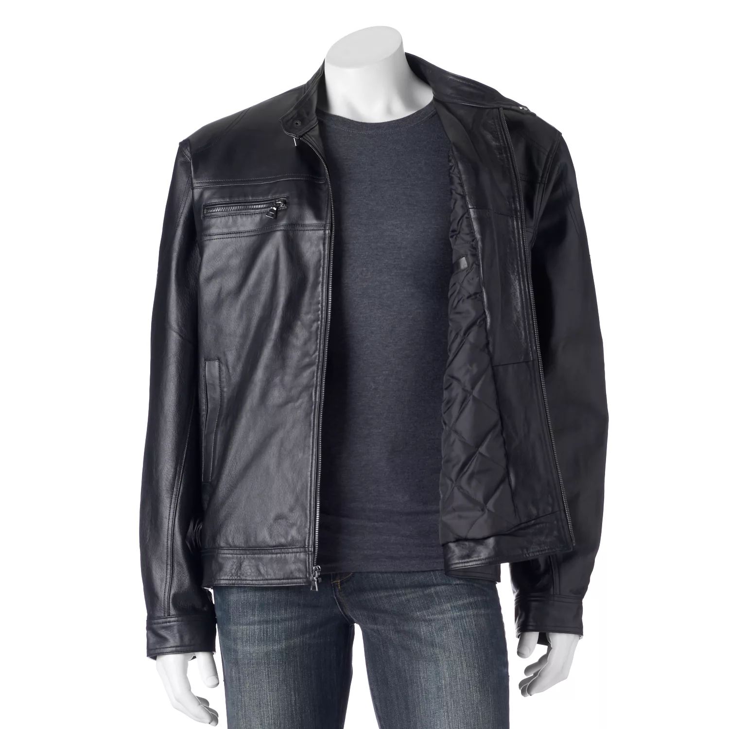 Мужская винтажная кожаная мотокуртка Vintage Leather, черный