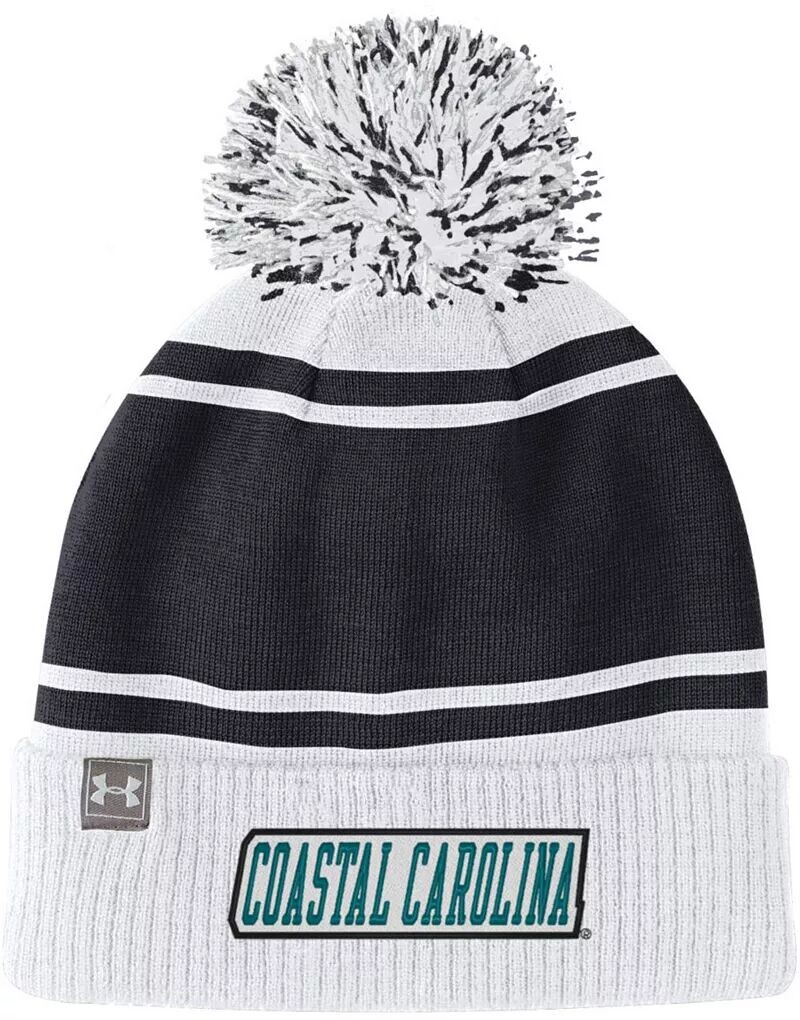 

Мужская белая вязаная шапка Under Armour Coastal Carolina Chanticleers с помпонами