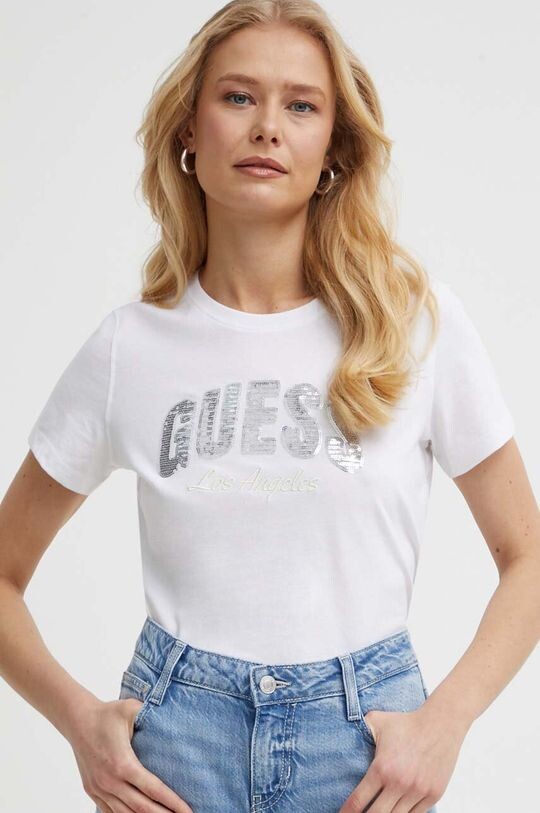 

Хлопковая футболка Guess, белый