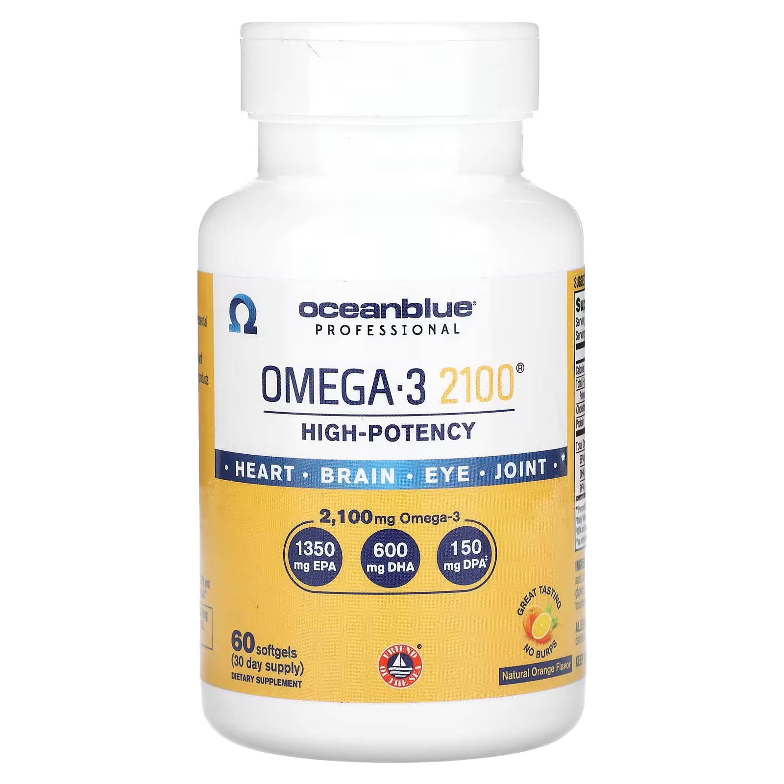 Омега-3 OceanBlue Professional со вкусом апельсина 2100 мг, 60 таблеток