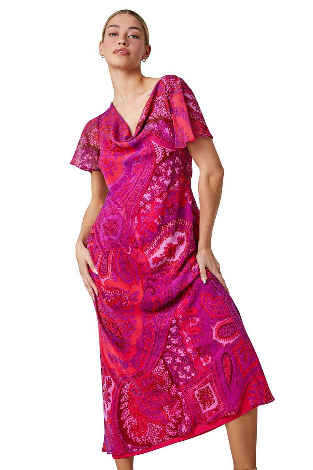 Платье с воротником-хомутом и принтом пейсли Dusk, фиолетовый платье пейсли