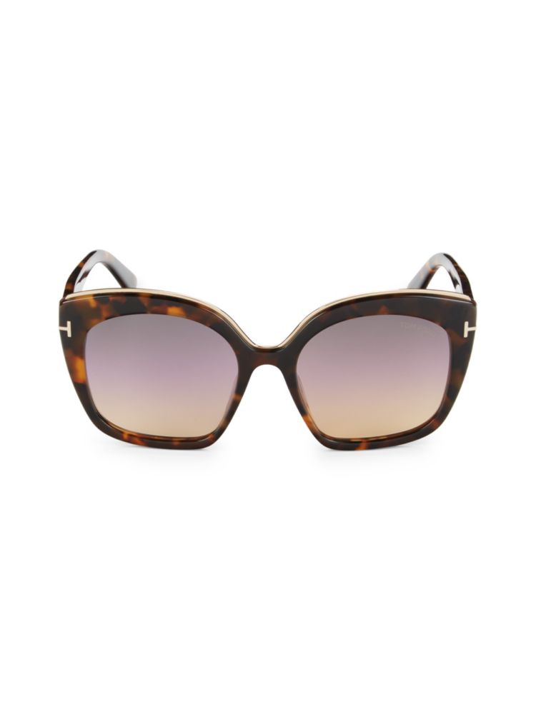 цена Солнцезащитные очки-бабочки 55MM Tom Ford, цвет Col Havana Smoke