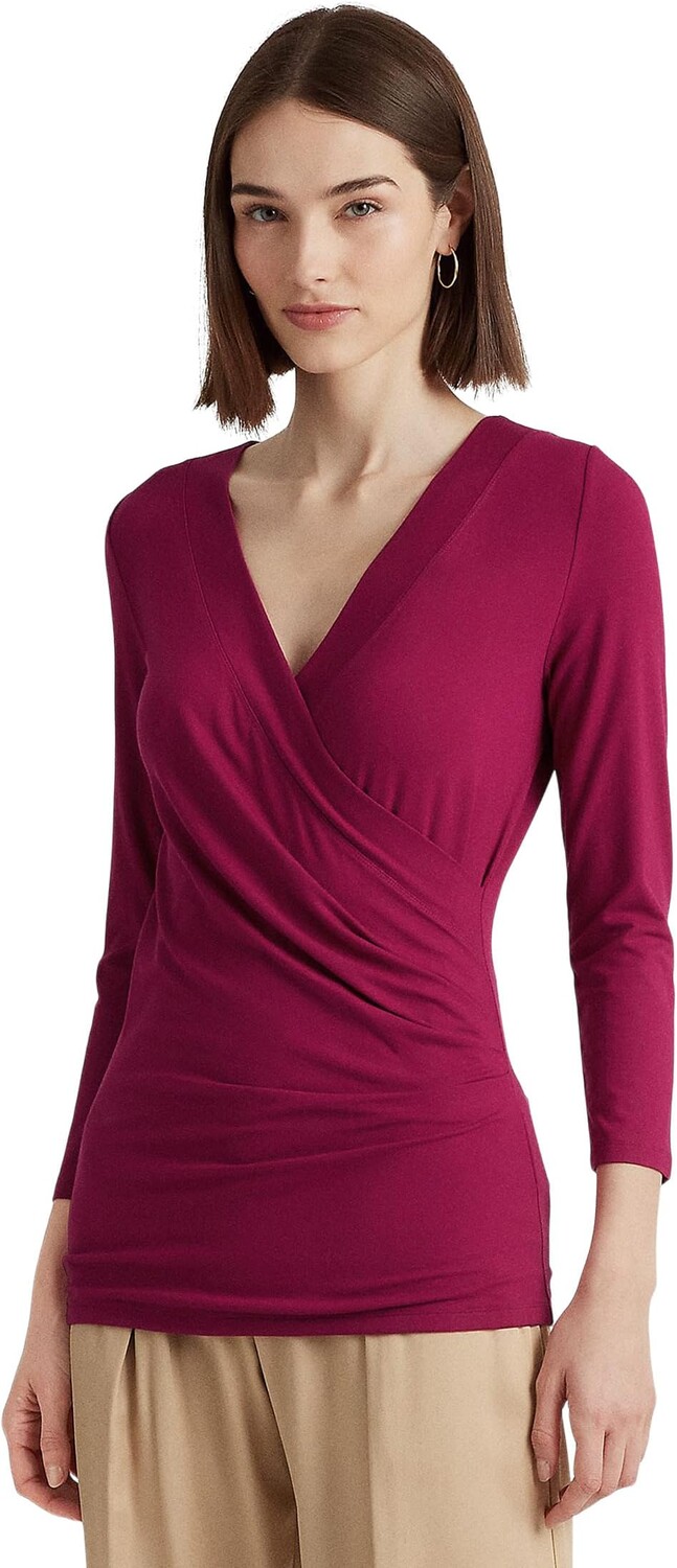 

Трикотажный топ с запахом LAUREN Ralph Lauren, цвет Fuchsia Berry