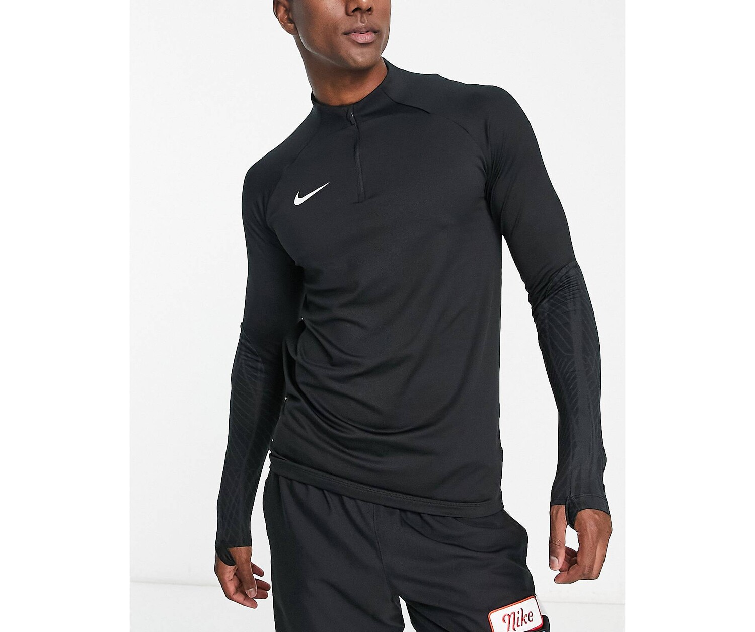 

Черная футболка с молнией до половины Nike Football Strike Dri-FIT, Черный