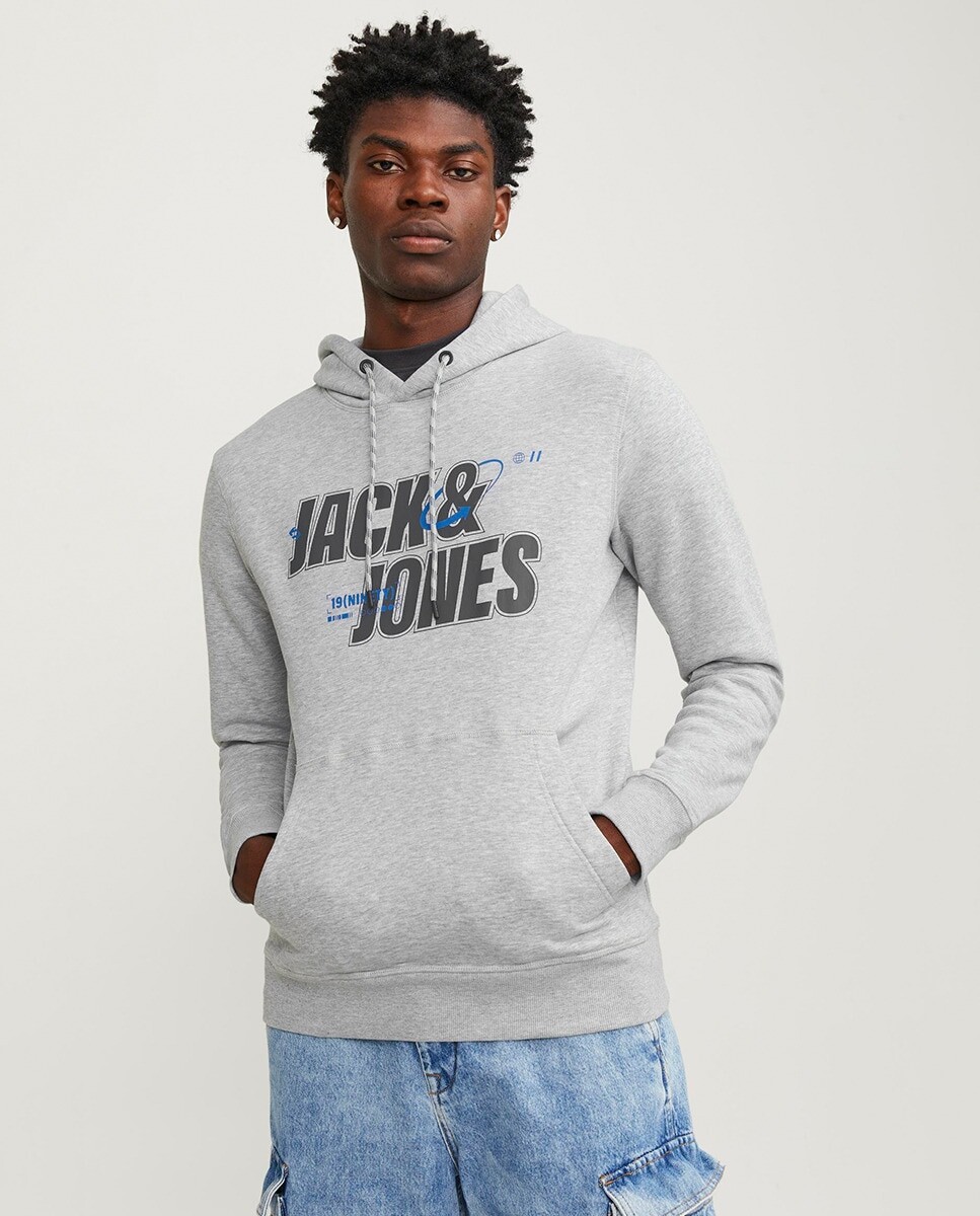 

Мужская толстовка с капюшоном Jack & Jones, светло-серый