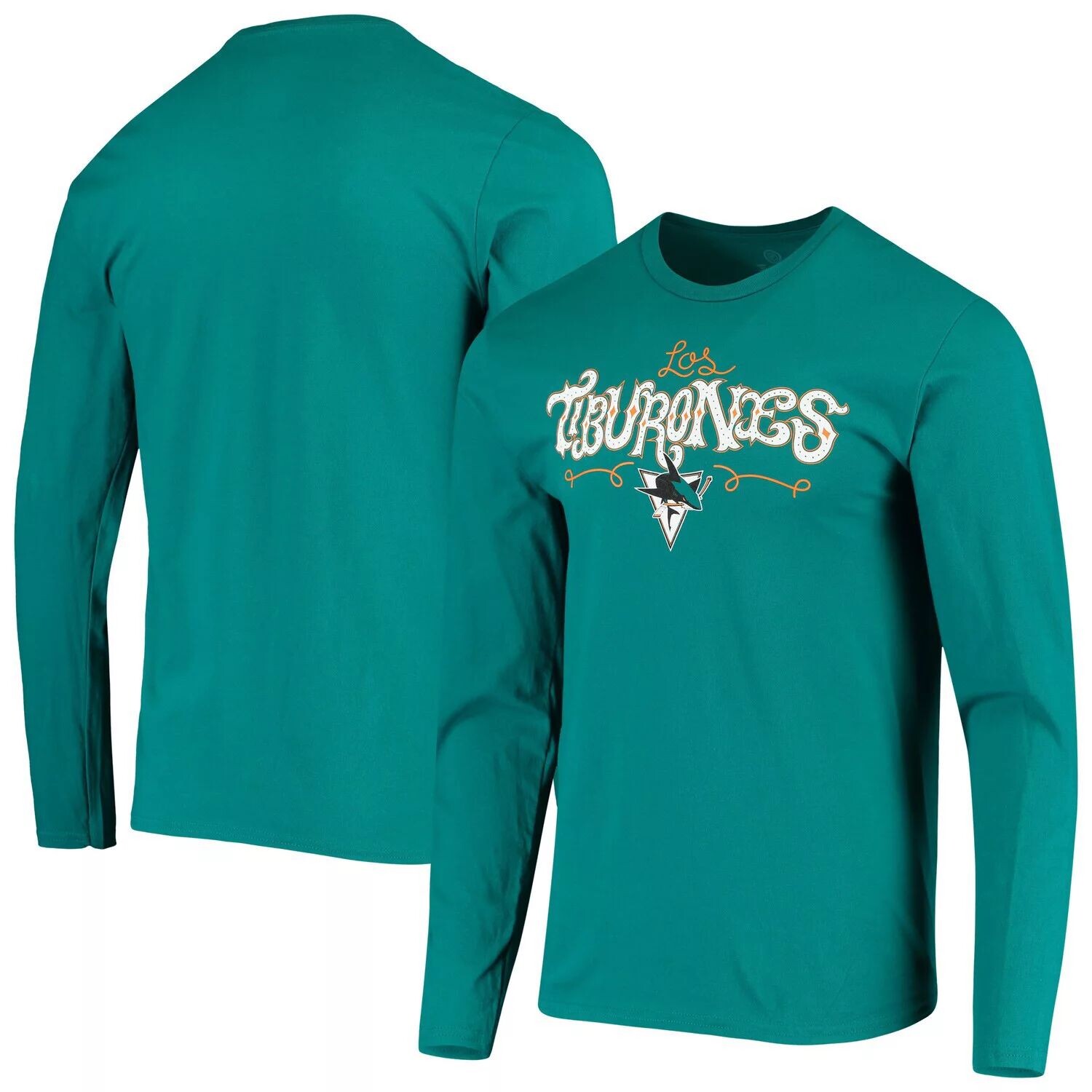 

Мужская темно-бирюзовая футболка с логотипом Fanatics San Jose Sharks Los Tiburones с длинными рукавами