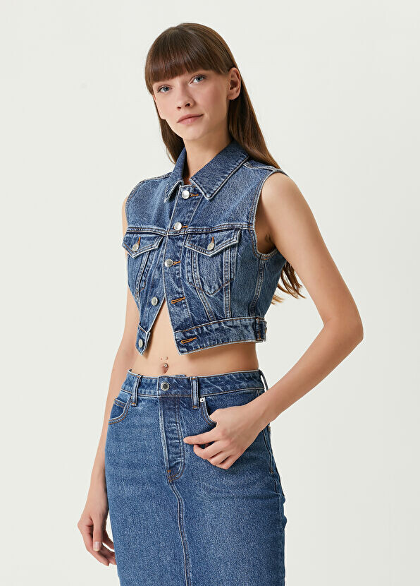 

Укороченный джинсовый жилет T By Alexander Wang, синий