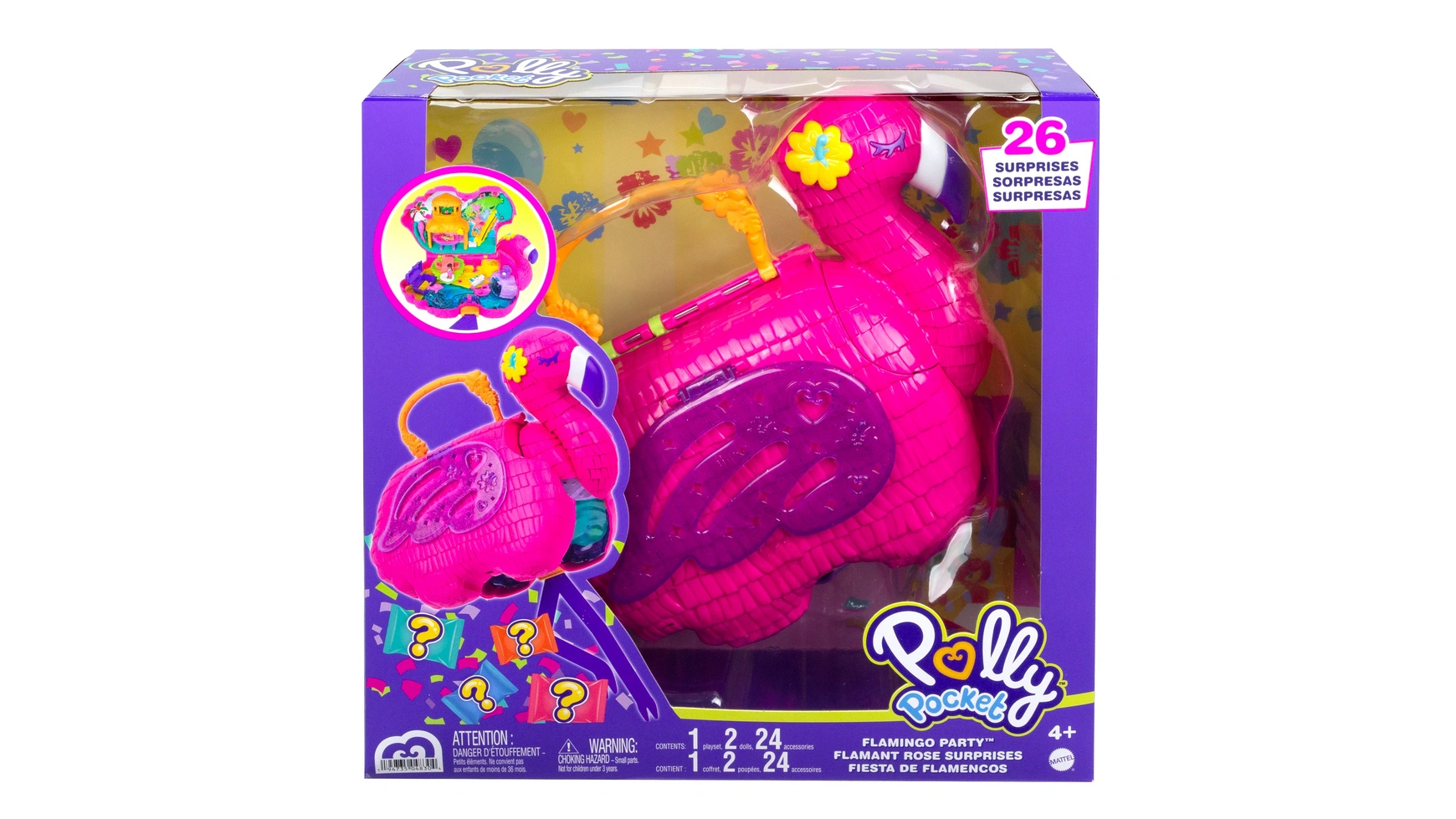 Игровой набор Polly Pocket для вечеринки с фламинго коробка для мелочей с71720 16 л polly