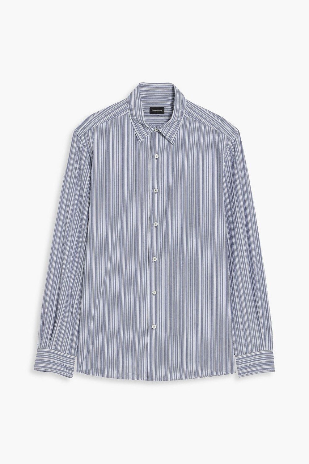 

Полосатая рубашка из хлопково-жаккардового полотна ZEGNA, индиго