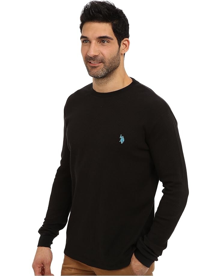 

Рубашка U.S. POLO ASSN. Long Sleeve Crew Neck Solid Thermal Shirt, черный
