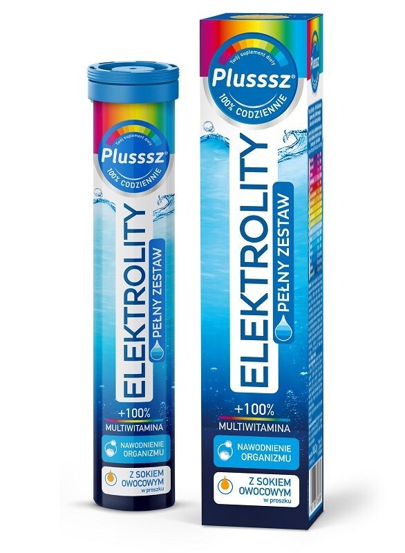 

Plusssz Elektrolity +100% Multiwitamina поливитаминные электролиты в шипучих таблетках, 24 шт.