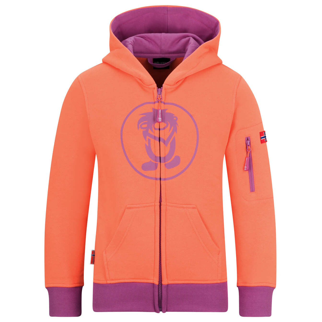 

Толстовка с капюшоном Trollkids Kids Sortland, цвет Papaya/Mallow Pink