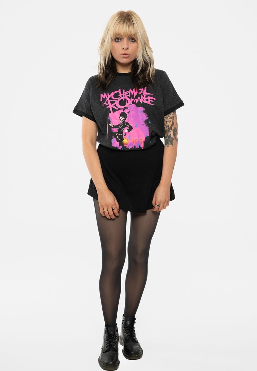 

Футболка с принтом MY CHEMICAL ROMANCE PARADE MARCH RINGER Paradiso Clothing, темно-серый