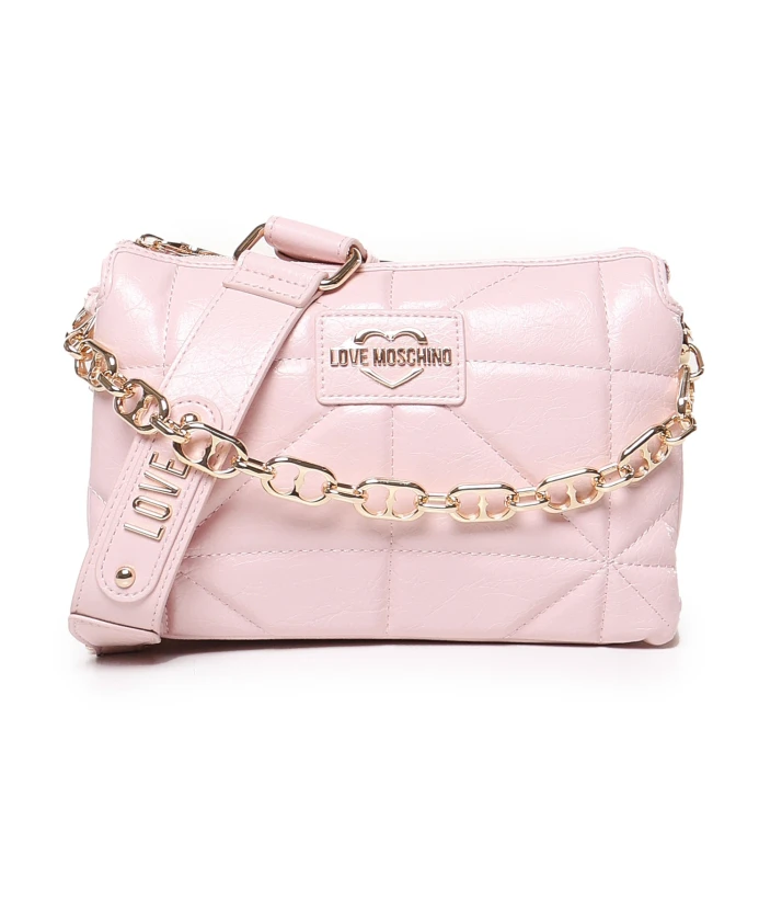 

Розовая стеганая сумка на плечо с геометрическим рисунком Love Moschino, розовый